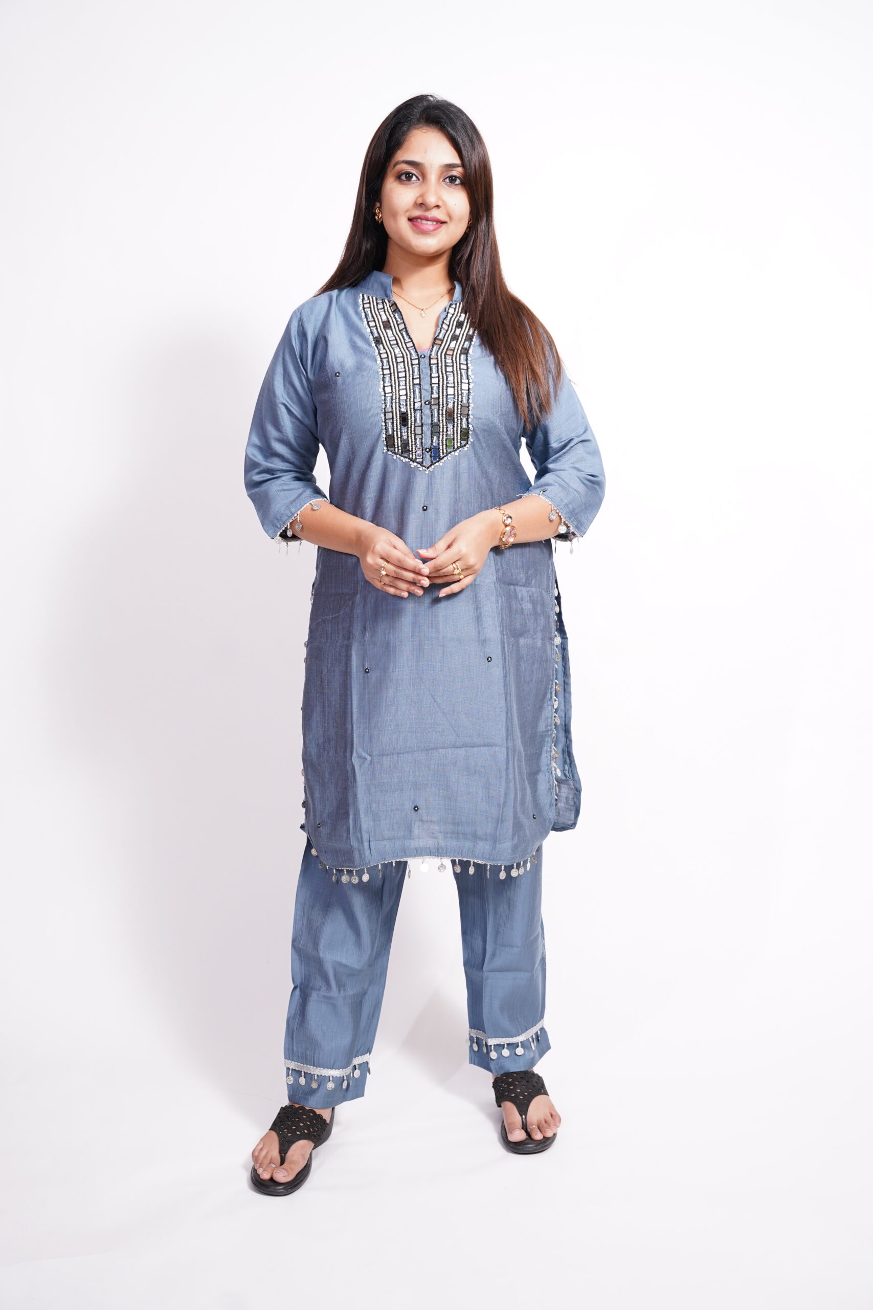 Salwar with Half Sleeves Blue Salwar with Half Sleeves - Indian Wear